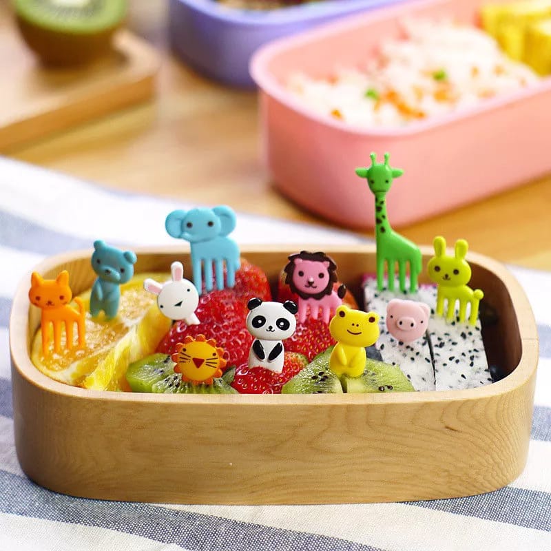 10 PCS Garpu Tusukan Buah / Kue / Dessert Mini Motif Kartun Hewan Untuk Anak F852