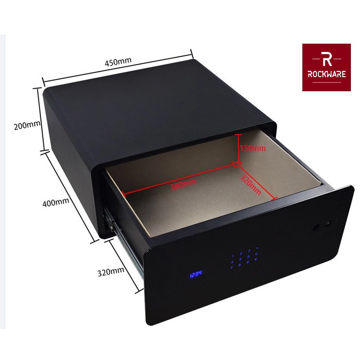 AKN88 - ROCKWARE Safety Box with PIN Lock - 20x45x40cm - RW-EH2045JH