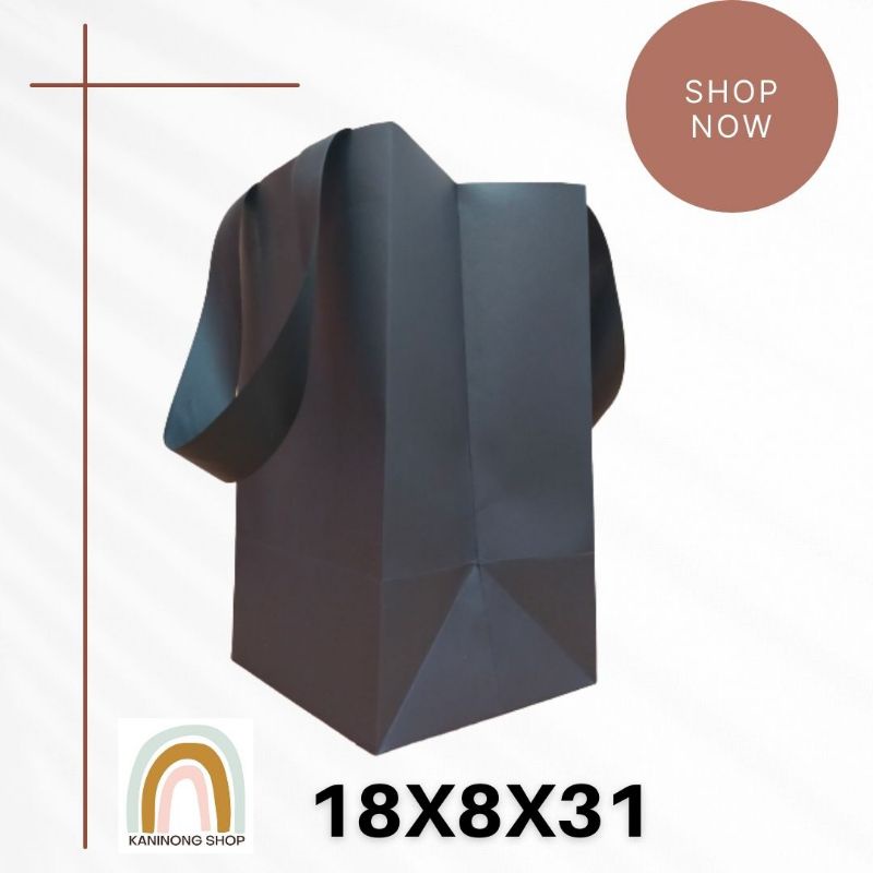 

Paper Bag Hitam Fancy / Goodie Bag Hitam / Kantong Kertas Hitam / Tas Kertas Hitam 18X8X31