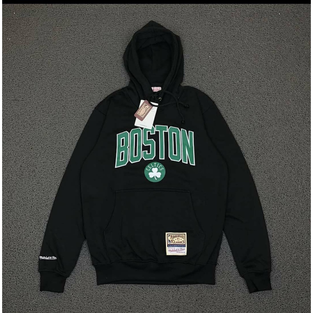 JAKET HOODIE MITCHELL AND NESS CELTICS BOSTON BORDIR BLACK/COD