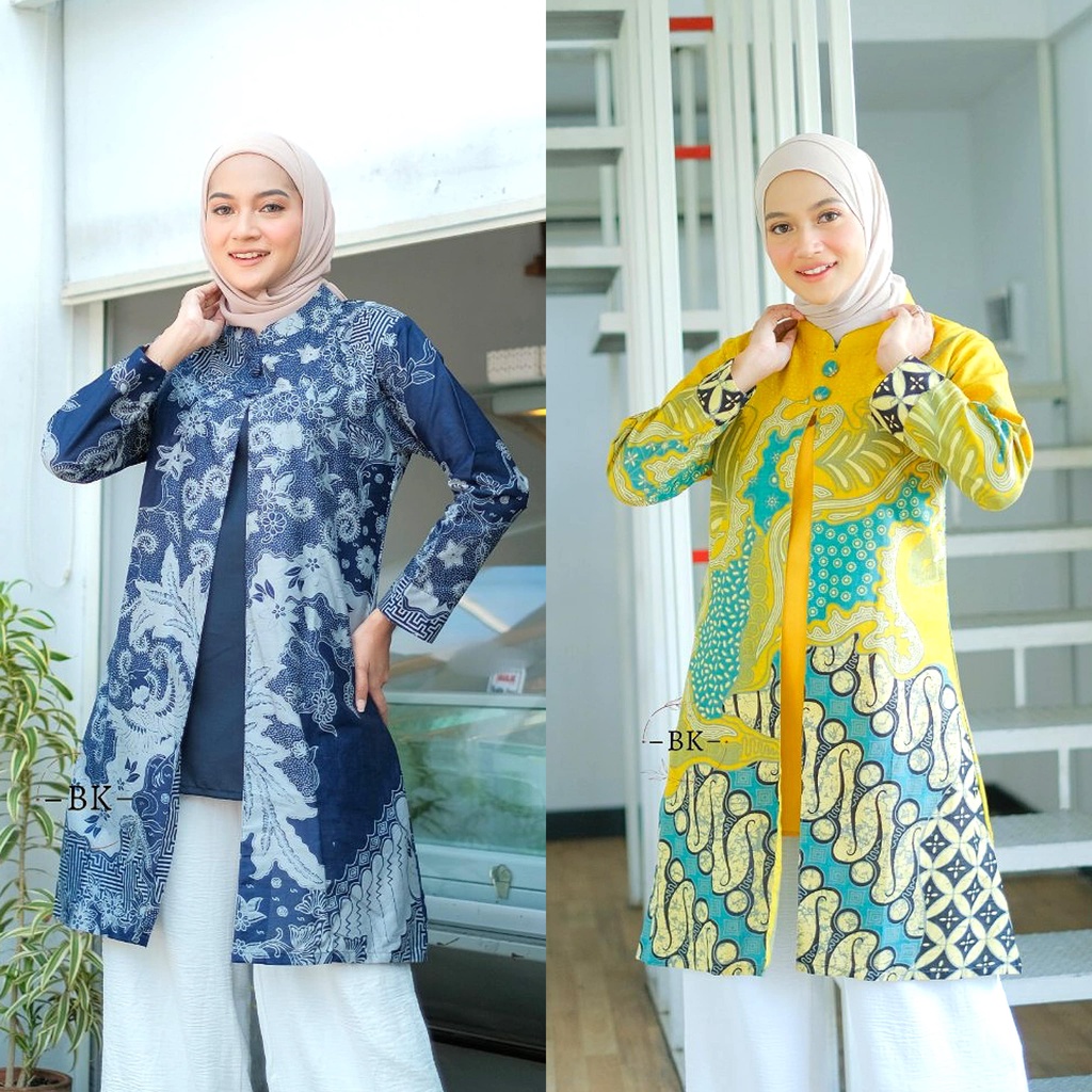 Batik Alina Tunik Batik Baju Batik Wanita Modern Atasan Batik Kerja Wanita Blouse Batik Kantor Seragam M L XL XXL