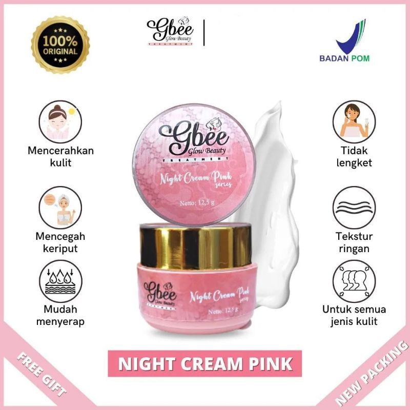 Miffglow - Night cream pink gbee glow beauty Treatment original Bpom pemutih wajah jerawat