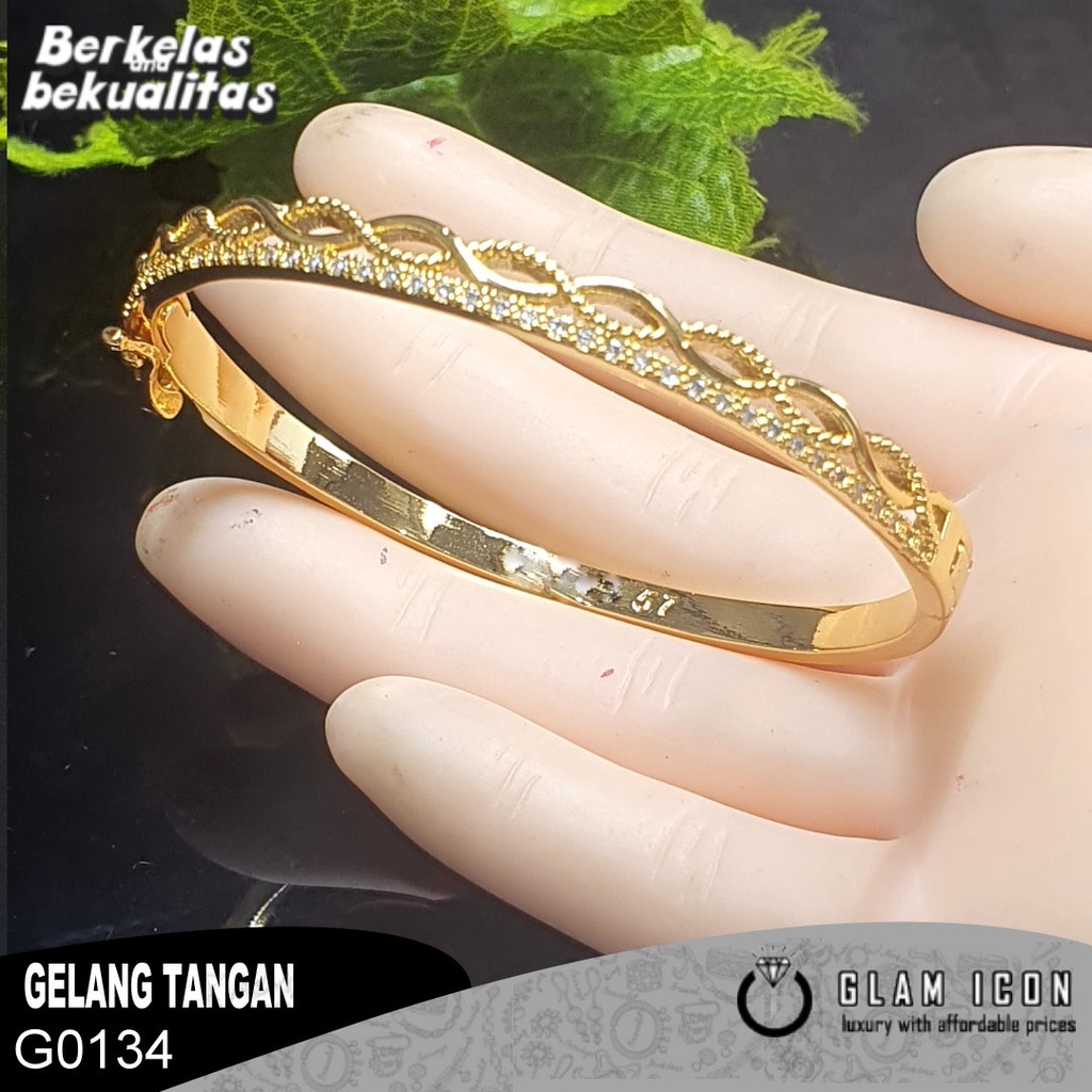 Gelang Bangle Mata Tabur Motif kepang Baris  G0134 GBG