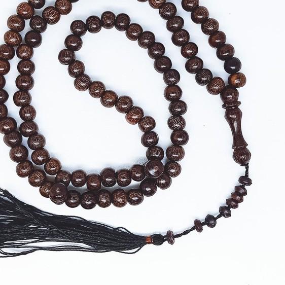 Tasbih Kayu Galih Asem Asli Bertuah 99 Butir - VeE Kalung Tasbih
