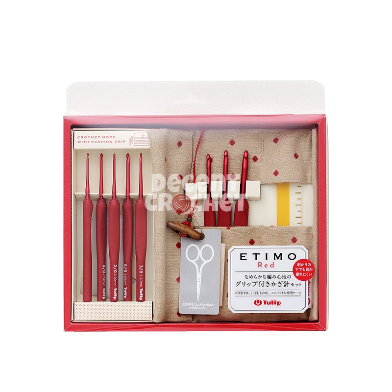 [SET] Hakpen (Alat/Jarum Rajut) Tulip ETIMO RED Crochet Hooks With Cushion Grips