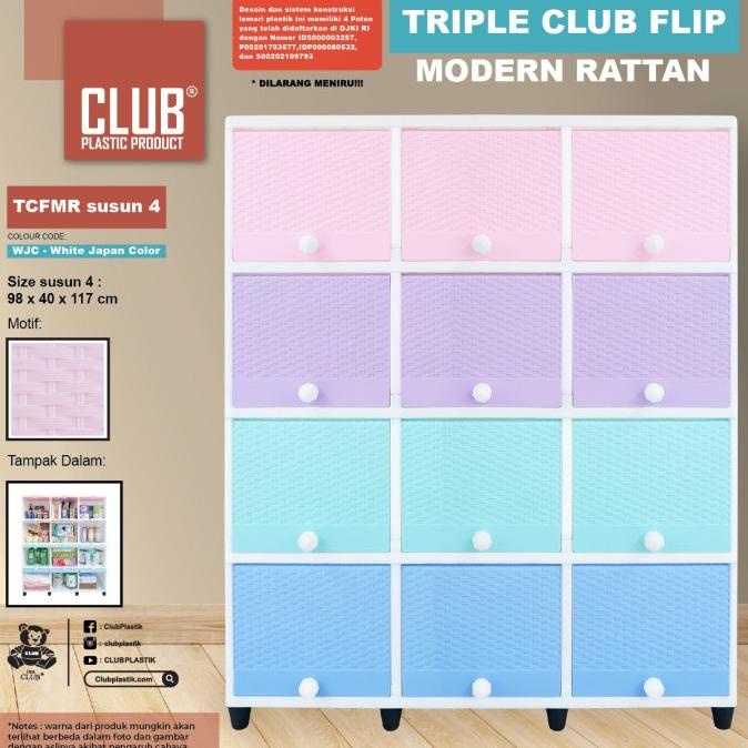 

Lemari Plastik Club Triple Flip 4 Susun 12 Pintu Rak TV Minimalis stock ready