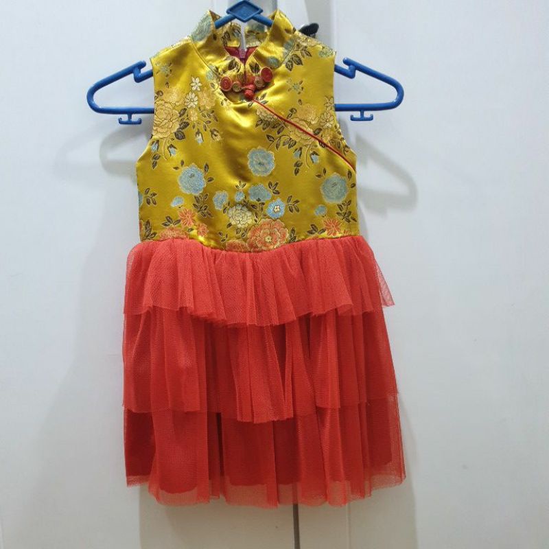 Dress Baju Imlek Cheongsam Qipao Anak 3 tahun preloved