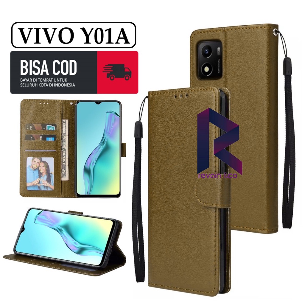 CASE VIVO Y01A FLIP WALLET LEATHER KULIT PREMIUM SARUNG BUKA TUTUP KESING HP FLIP CASE VIVO Y01A