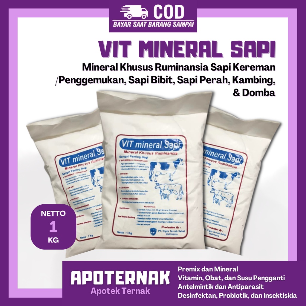 PREMIX VITAMIN MINERAL SAPI DAN DOMBA MURAH 1 KG utk PENGGEMUKAN PERAH DAN BREEDING | Premix Mineral Khusus Sapi Penggemukan, Sapi Bibit, Sapi Perah, Kambing, dan Domba