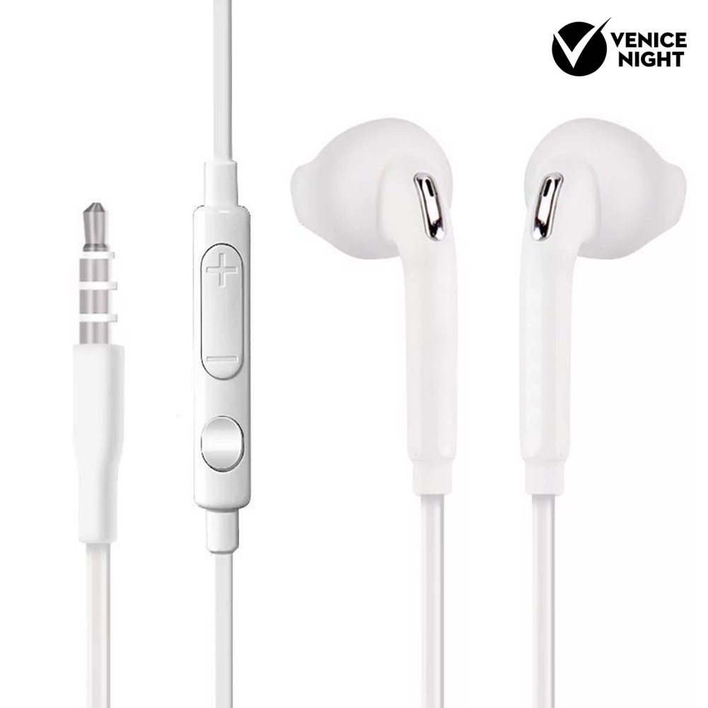 (VNEP) (Berkabel) Universal 3.5mm Plug Kontrol Volume Mic Earphone untuk Samsung S6 S7 Edge