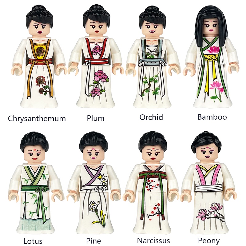 Figure China Tradisional 8pcs Kain Edukasi Hanfu Blok Mainan Gaya Bangunan