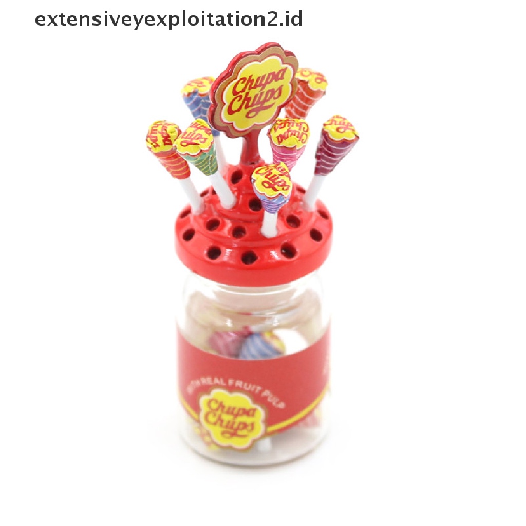 Mainan Miniatur Lolipop Mini Skala 1: 12 Dengan Case Holder Untuk Aksesoris Rumah Boneka