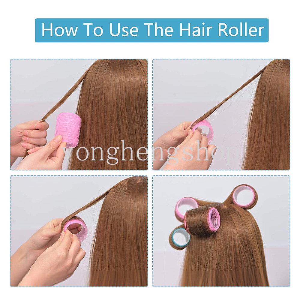 6pcs / set Rol Pengeriting Rambut Poni Tanpa Panas Multi Ukuran Warna Acak Untuk Salon Wanita