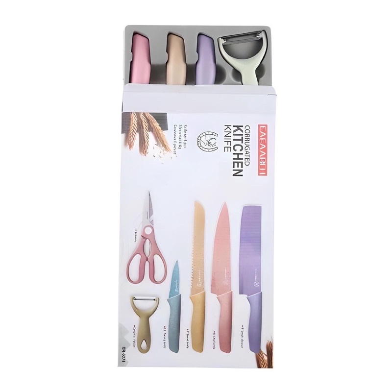 Pisau Set Keramik Jerami 6in1 - Wheat Kitchen Knife MH