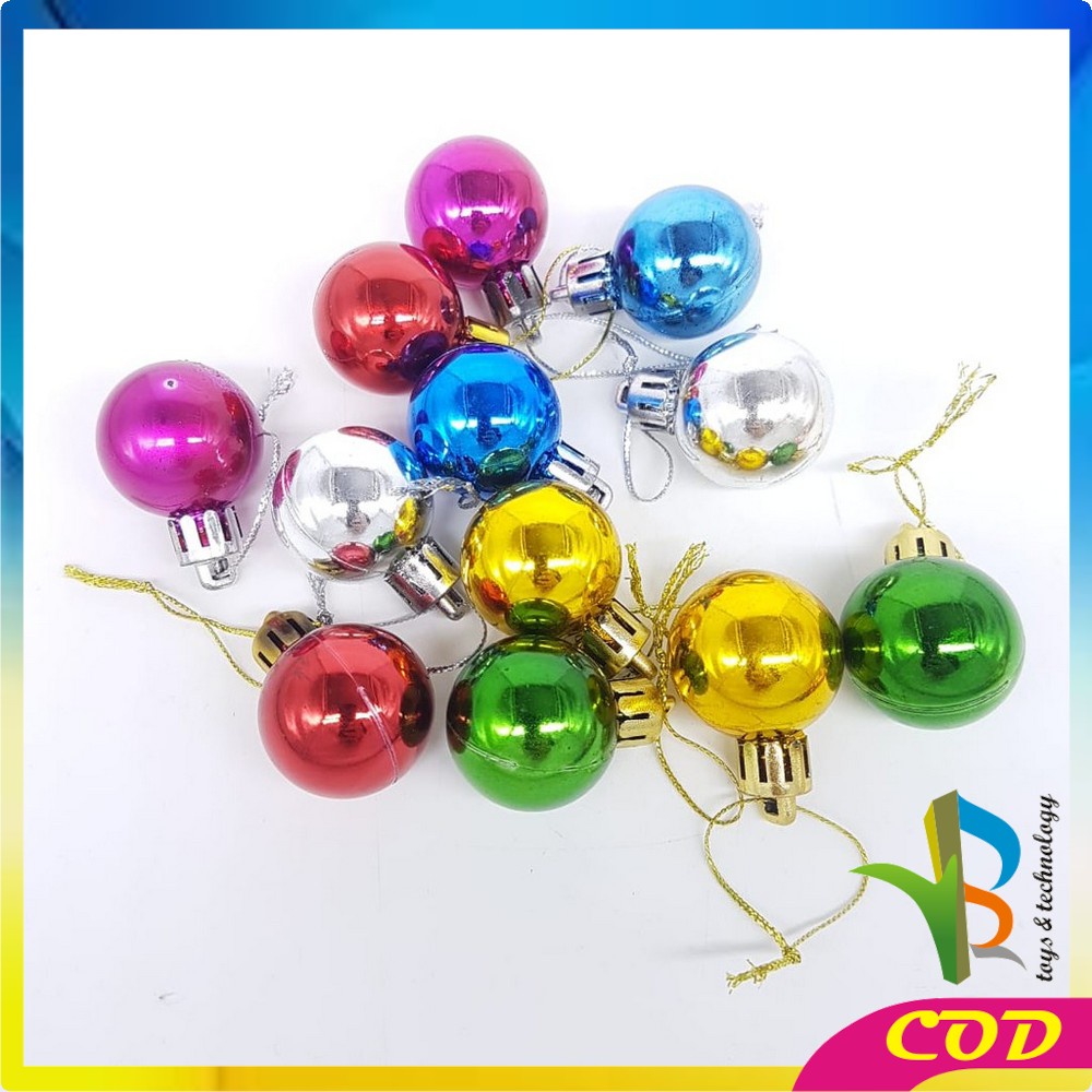 RB-C38 Gantungan Bola Kilap 6PCS / 12PCS Aksesoris Hiasan Pohon Natal Ornamen Dekorasi Rumah MURAH