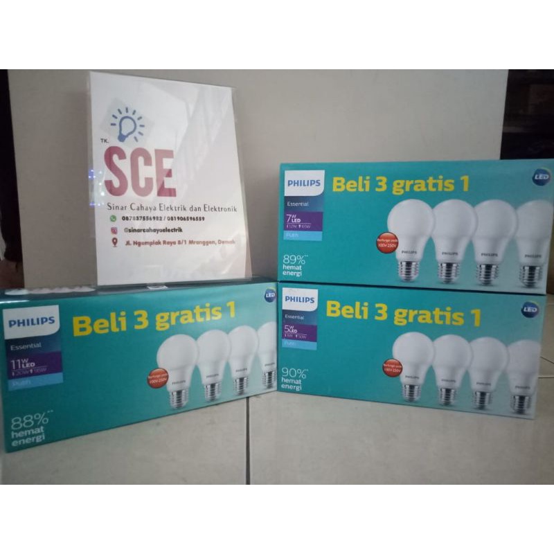 SCE LAMPU PHILIPS ESS LED PAKET 5 WATT, 7 WATT, 9 WATT, 11 WATT NEW MURAH