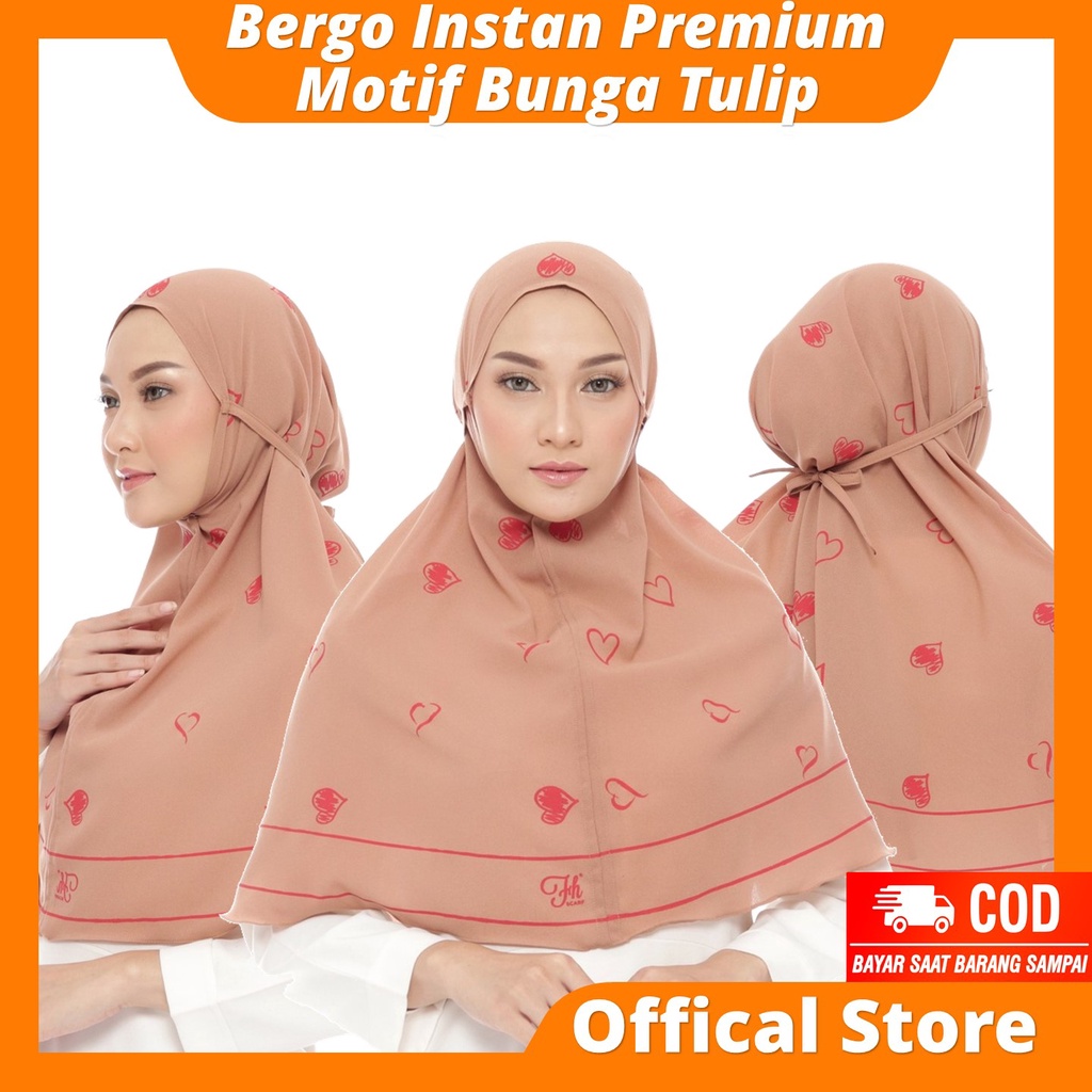 Bergo Motif Maryam Hijab Instan Tali Belakang Premium Terbaru Remaja Dewasa Warna Coklat Mustard Nav