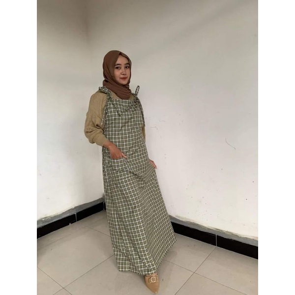 OVERALL KOTAK ANGGUN OVERALL/ JUMPSUIT OVERALL/ OVERALL KOTAK BAHAN KATUN YANDERD BY ABIDAH GALLERY