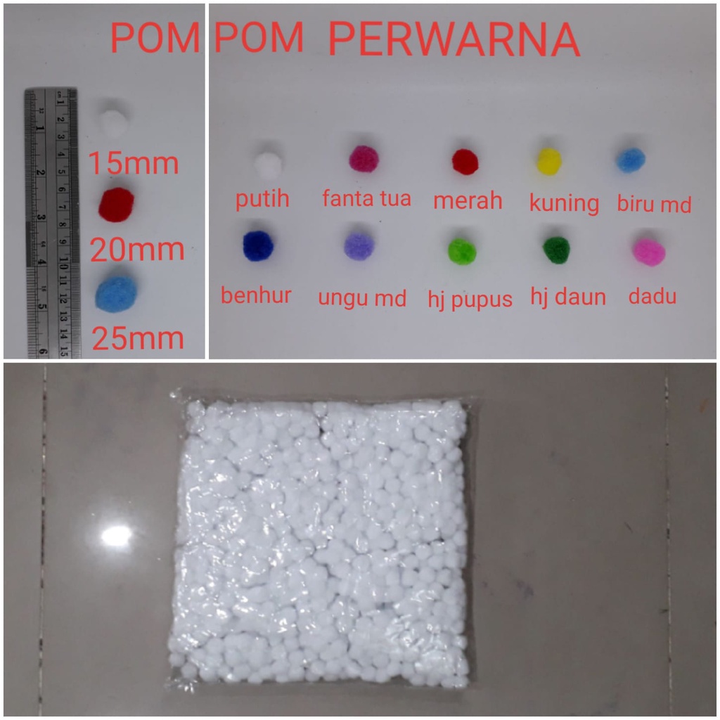 

POM POM BOLA/POM POM BULU /POM POM Satu warna polos
