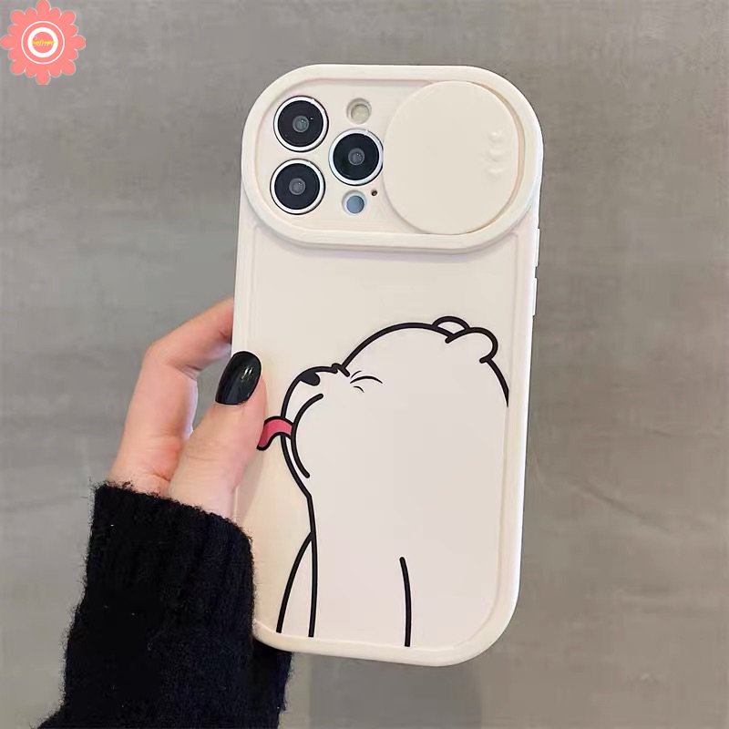 Soft Case Pelindung Lensa Kamera Motif Kartun Beruang Untuk IPhone 13 11 12 Pro Max 7Plus 8Plus XR 7 8 Plus X XS Max 11 Pro Max