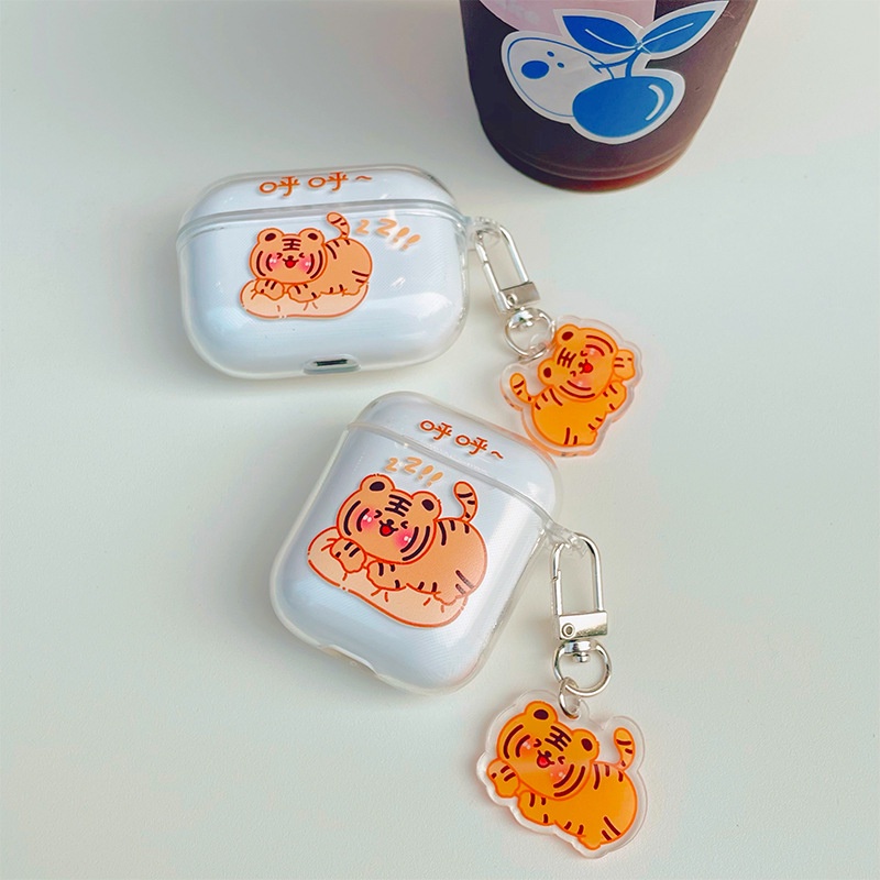 Kartun Harimau Bluetooth Earphone Case Hewan Lucu Transparan Lembut TPU TWS Cover Untuk Airpods 1 2 3 Pro 2 PRO2 Airpods3 Pelindung