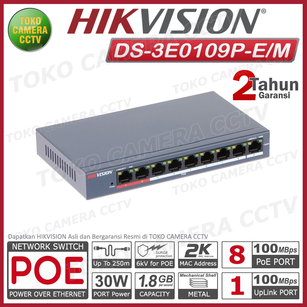 SWITCH POE 8 PORT HIKVISION DS-3E0109P-E/M