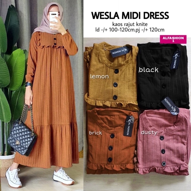 Wesla Midi Dress - Kaos Knit rajut LD 106+ Midi dress / 511-7057