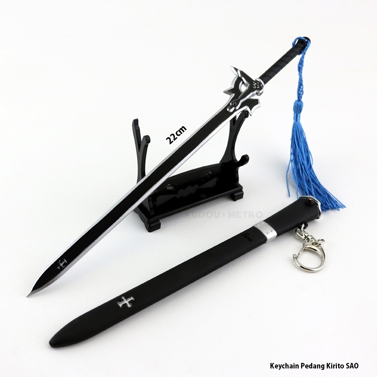 Keychain Replika Pedang Kirito Benang Anime Manga SAO Gantungan kunci katana Kirito Asuna tahan karat Kado WIBU