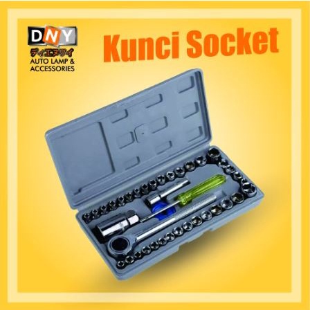 Kunci Socket Shock Soket 40pcs Toolkit Wrench Set