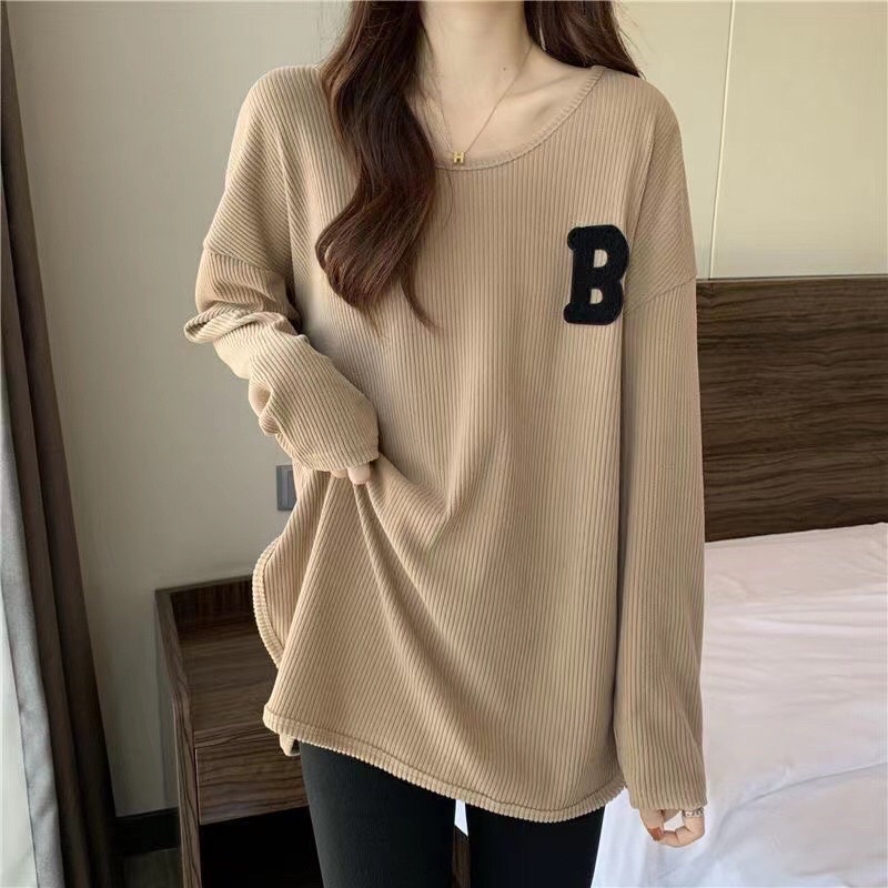 SW3 Atasan lengan panjang longgar B / baju sweater korean style / T shirt long sleeve model baru