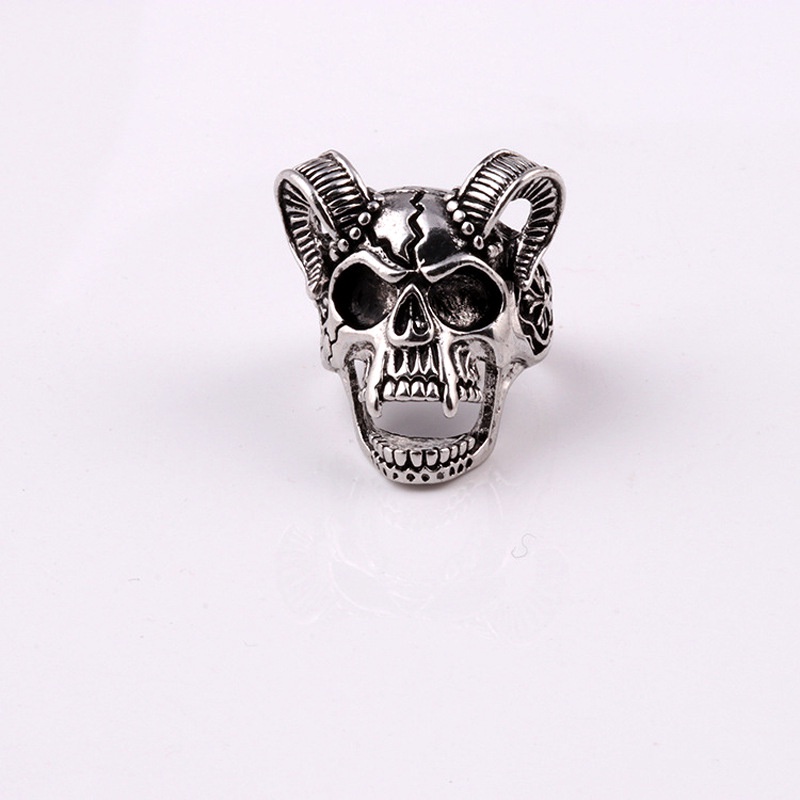 Cincin Desain Kepala Tengkorak Gaya punk Eropa Amerika Untuk Pria