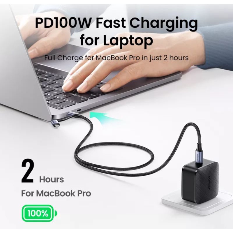 Ugreen 2in1 USB C to Lightning + Type C Braided Cable Mfi Certified PD Fast Charghing