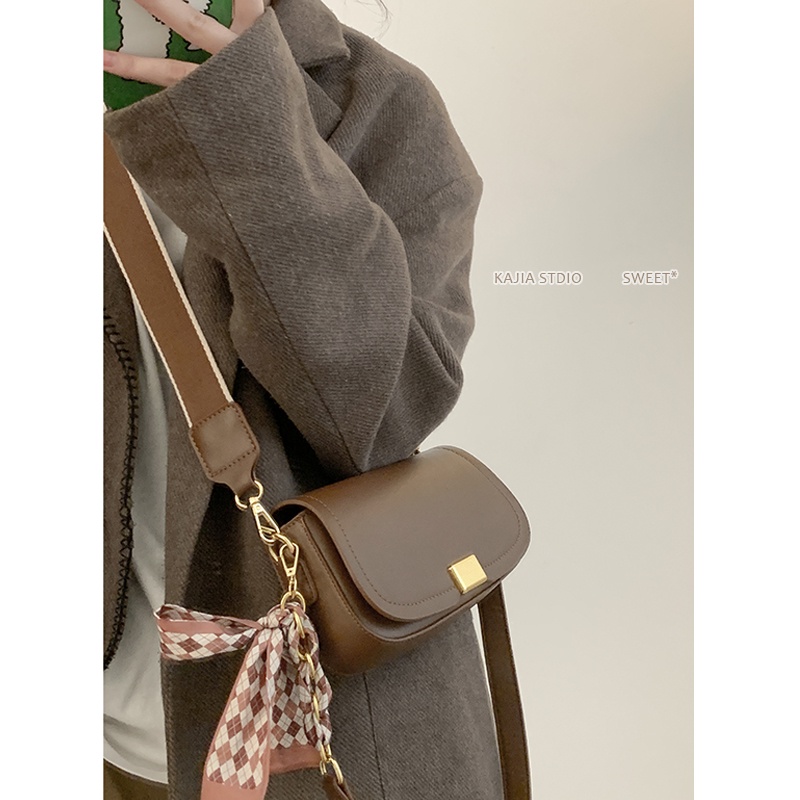 Suhao all-match ins messenger bag female 2022 fashion niche baru yang trendi tas ketiak retro tas pelana bahu tunggal