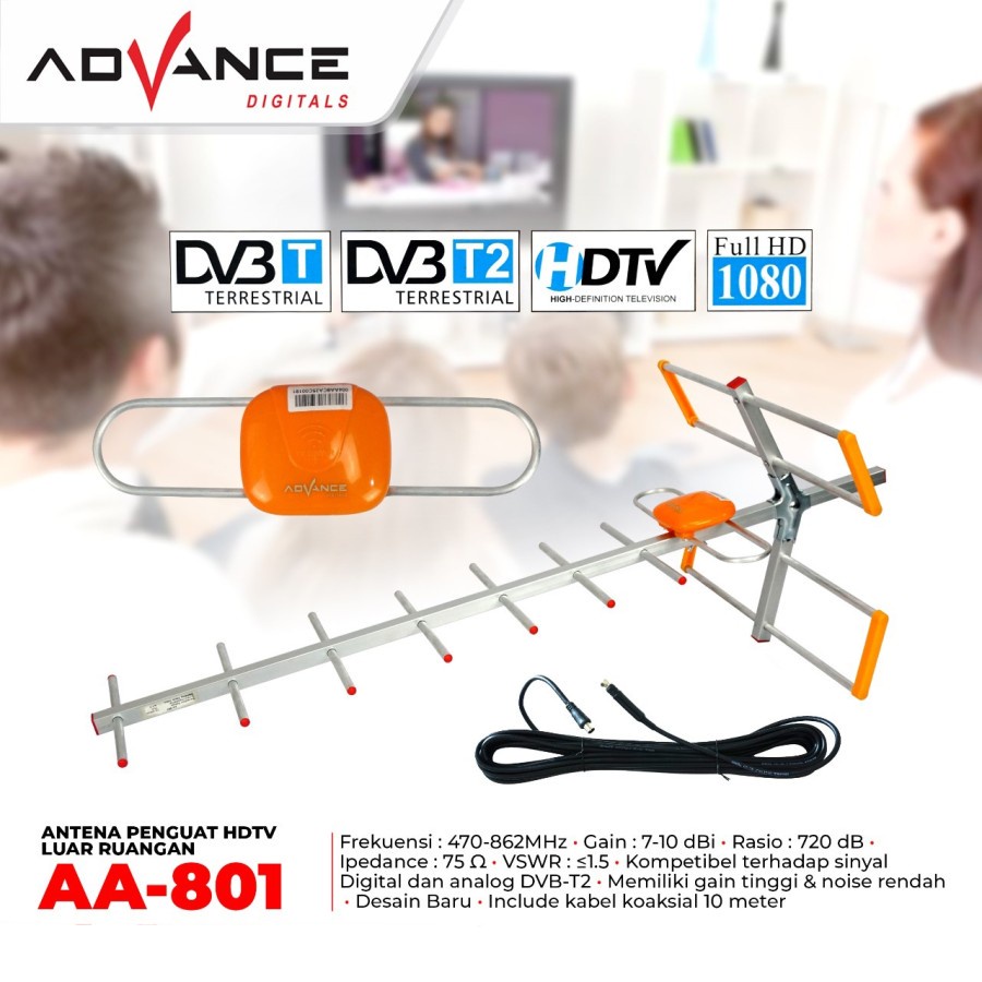 Antena Advance AA-801 Outdoor Digital Analog UHF Bisa Untuk STB dan Tv Dengan Booster