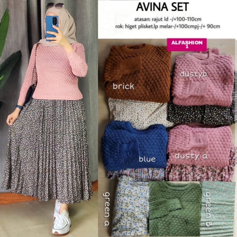 AVANI SET ROK (COD) SETELAN ROK PLISKET-SETELAN RAJUT-SET WANITA KEKINIAN-SETELAN MURAH WANITA-FASHI