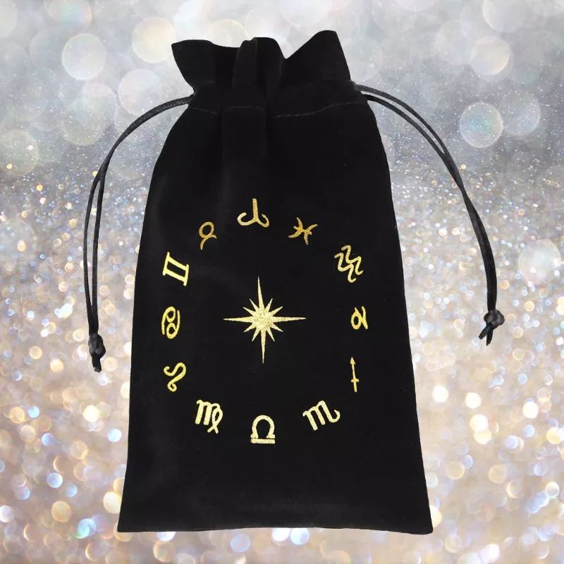 [COD] Pouch Serut Tarot Horoscope Tempat penyimpanan | Dompet | Kantong kartu Tarot Beludru Sablon Gold Mengkilap High Quality