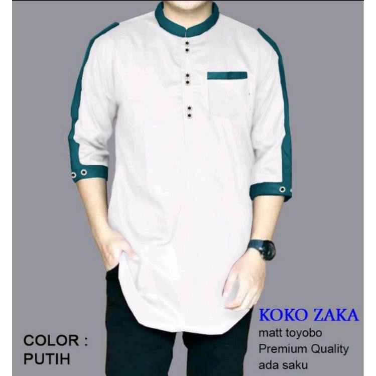 Baju Koko Kurta Zaka Busana Muslim Pria Dewasa 3/4 Pakaian Atasan Katun TOYOBO PREMIUM Size M.L.XL