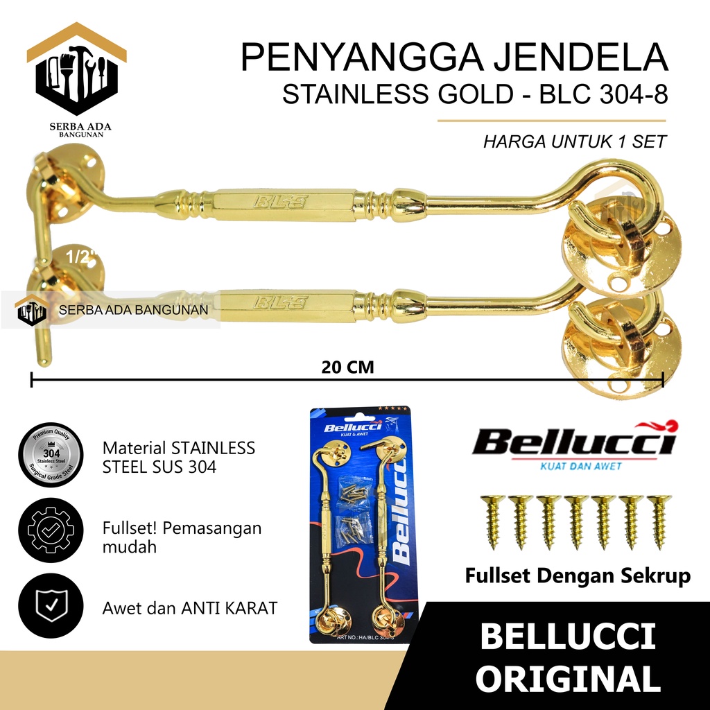 Hak Angin Bellucci / Window hook / Kait jendela / HA BLC 304-8