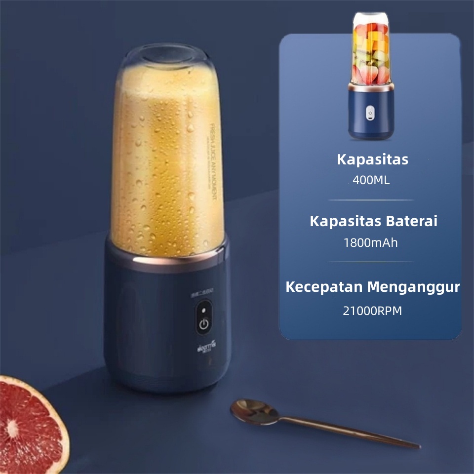 Blender Portable Mini Juicer 4 Mata Pisau 400ML Blander Jus Buah Port Charger USB Blender Listrik Kapsul