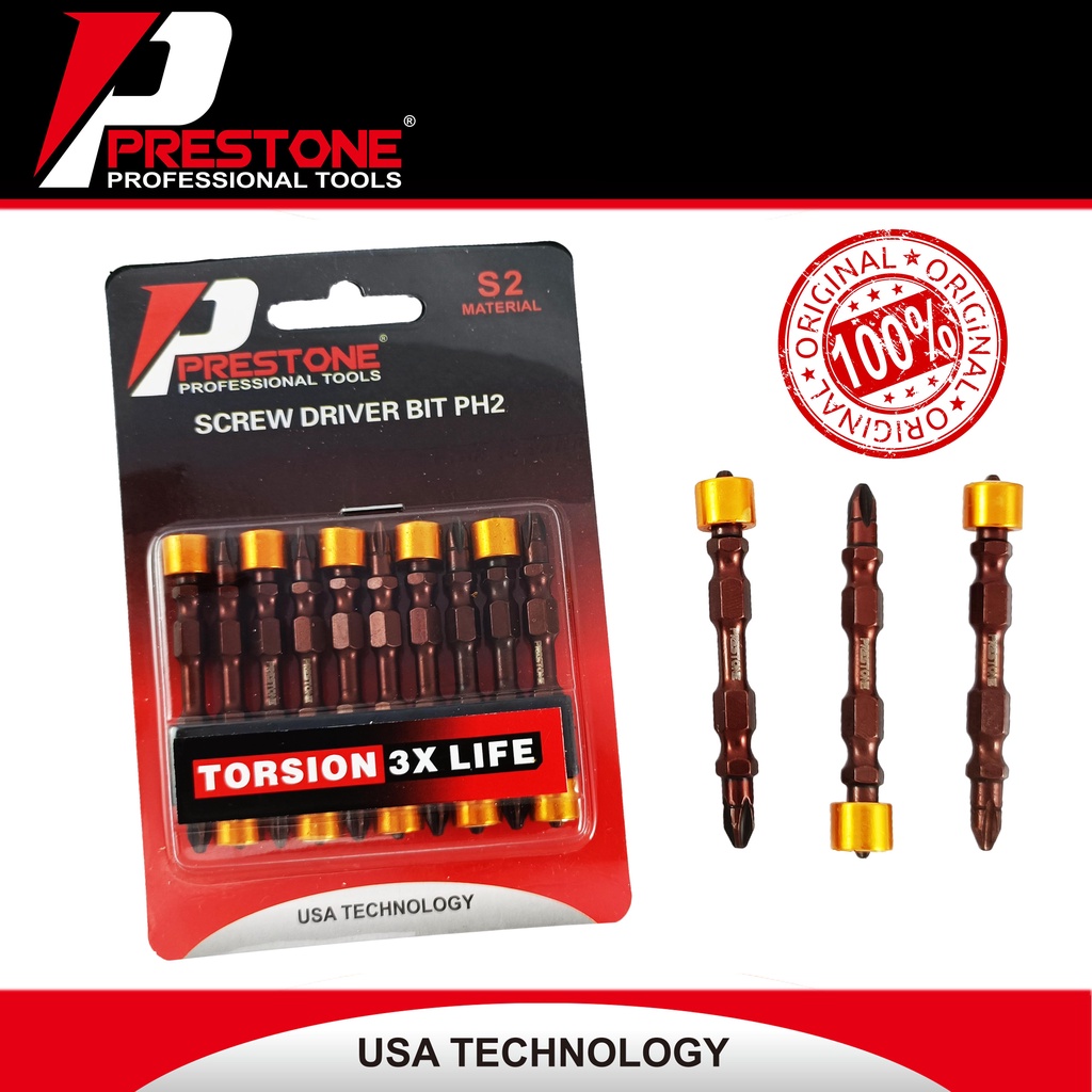 MATA BOR OBENG MAGNET ANTI SLIP PH2 SET 10 PCS PRESTON USA / MATA OBENG BOR ANGIN SEKRUP GIPSUM GYPS