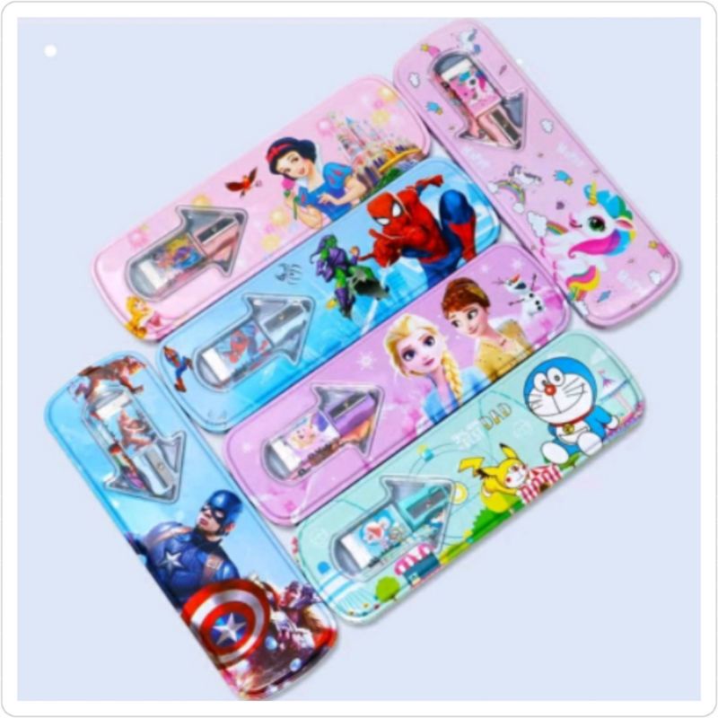 

Tempat pensil karakter anak + isi alat tulis / Kaleng pensil set alat tulis karakter