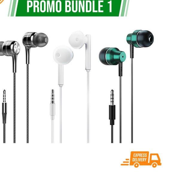[BUNDLING] TACOO Earphone Wired/ Headset/Handsfree Stereo Bass Get 3