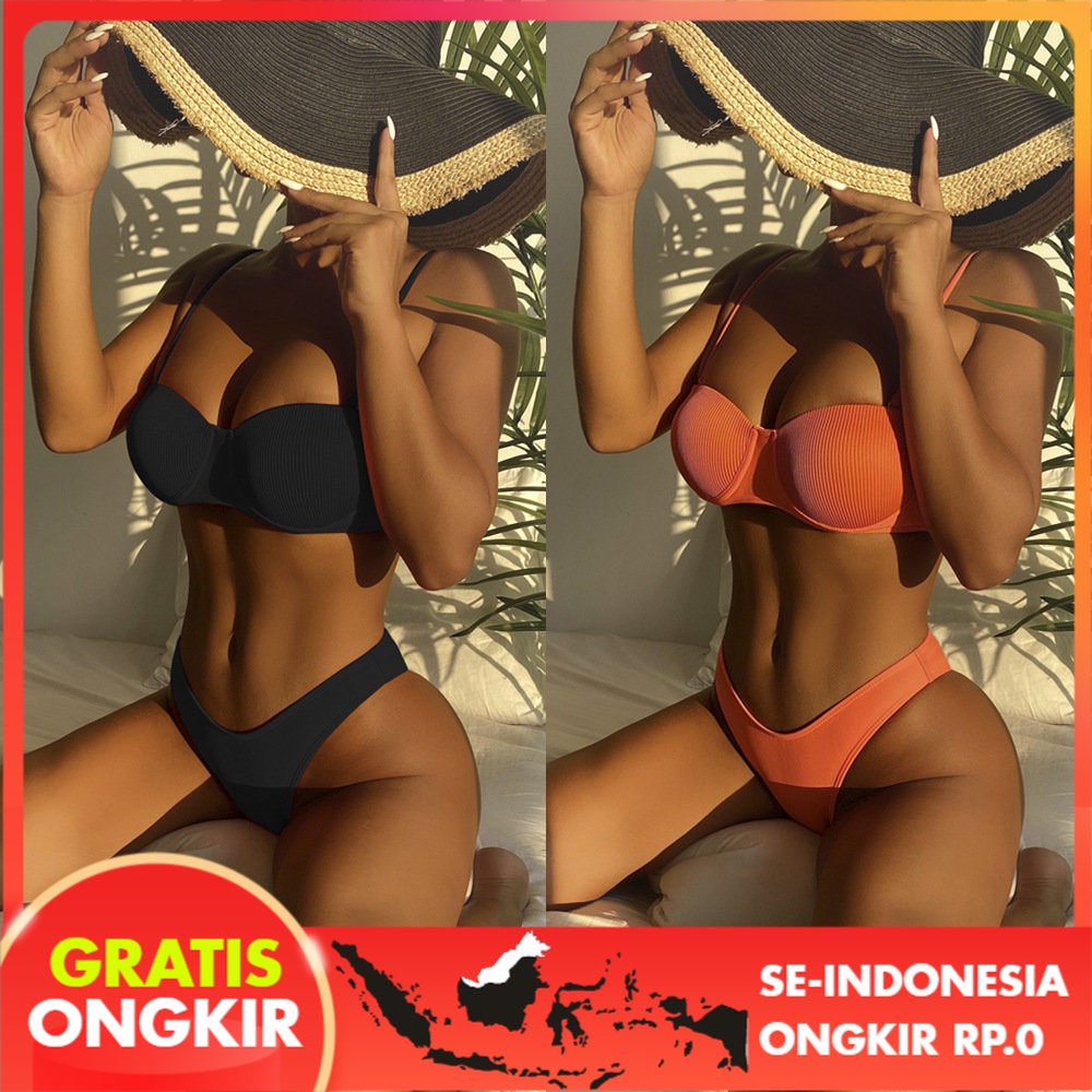 Pakaian Wanita Bikini warna solid baru baju renang bikini pantai baju renang baju renang wanita