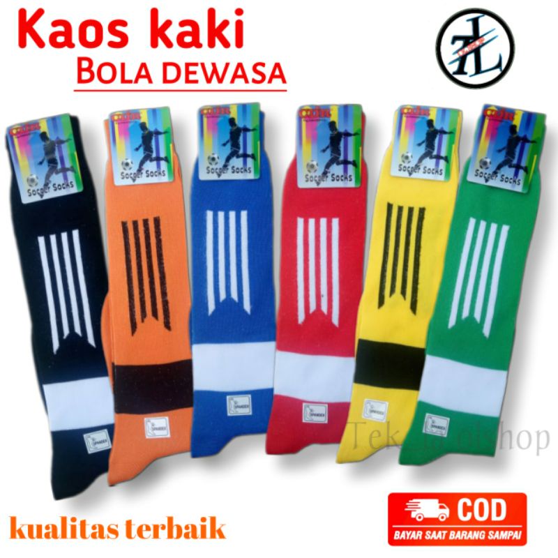 Kaos Kaki Bola Dewasa Panjang Selutut Warna Merah Kuning Hijau Biru Oren Hitam Termurah