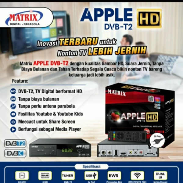 set top box tv digital dvb T2 Matrix Apple new bisa youtube stb matrix Diskon