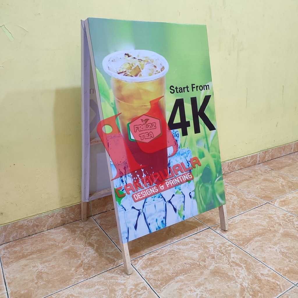 STAND BANNER KAYU UKURAN 50 X 85 - SEGITIGA BANNER KAYU PROMOSI - STANDING BANNER KAYU