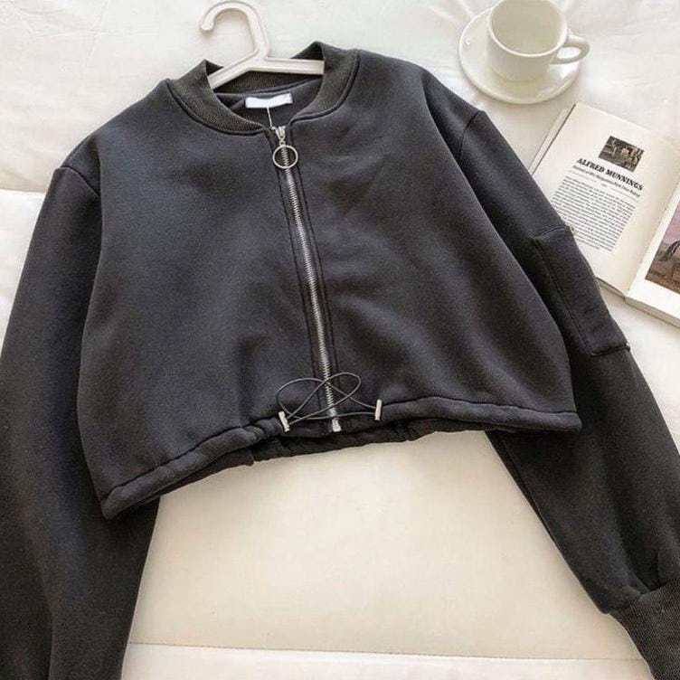 CROOPE SWEATER JAKET MILKI CREWNECK WANITA OVERSIZE JAKET