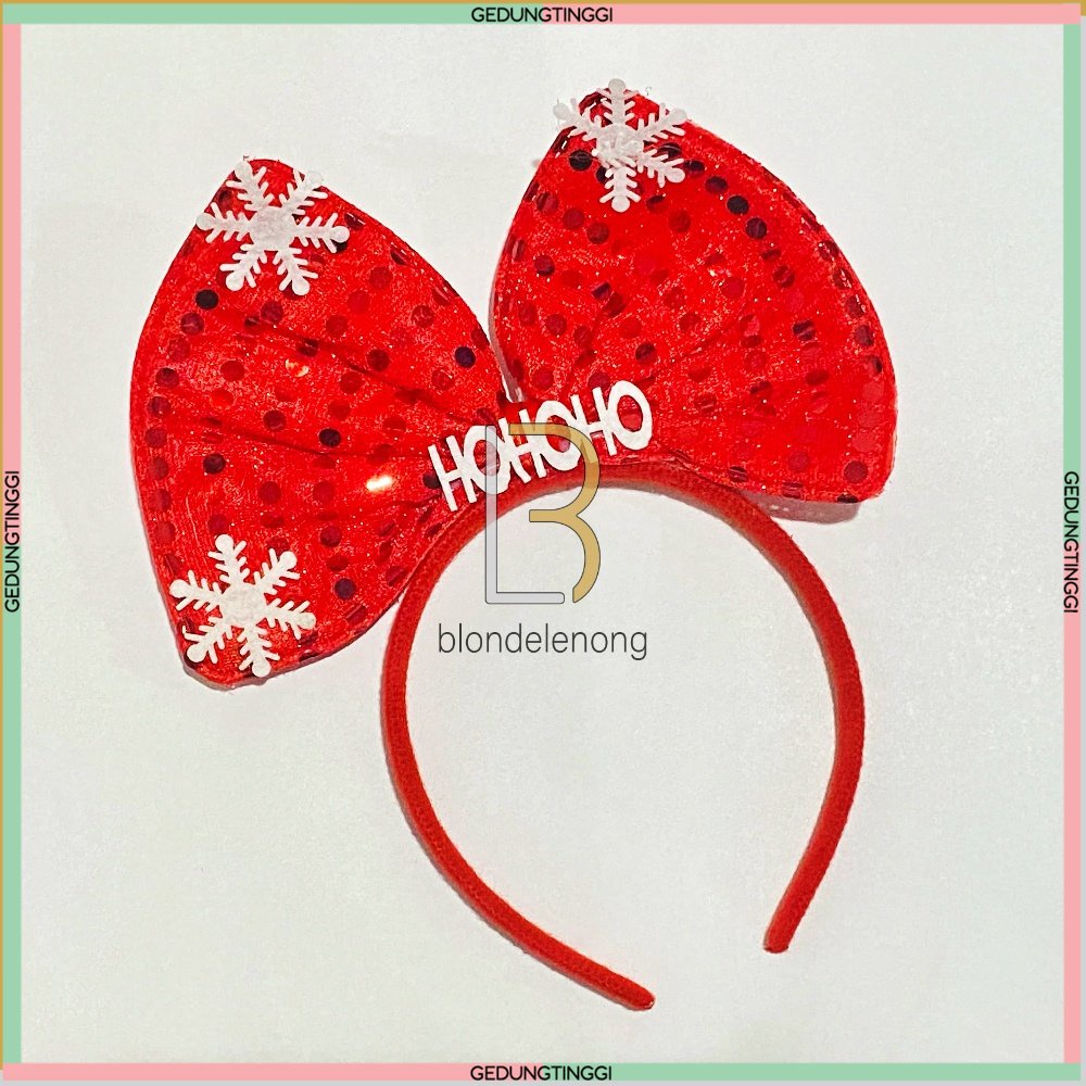 Bando Bandana Jepit Jepitan Ikat Asesoris Aksesoris Fashion Rambut Anak Anak Bayi Baby Perempuan Dewasa Lampu Led Hiasan Dekorasi Ornamen Ornament Pita Pohon Natal Merry Christmas Chrismast Xmas Tanduk Rusa Sinterklas Korea Foil Gold Emas Murah Lucu Set