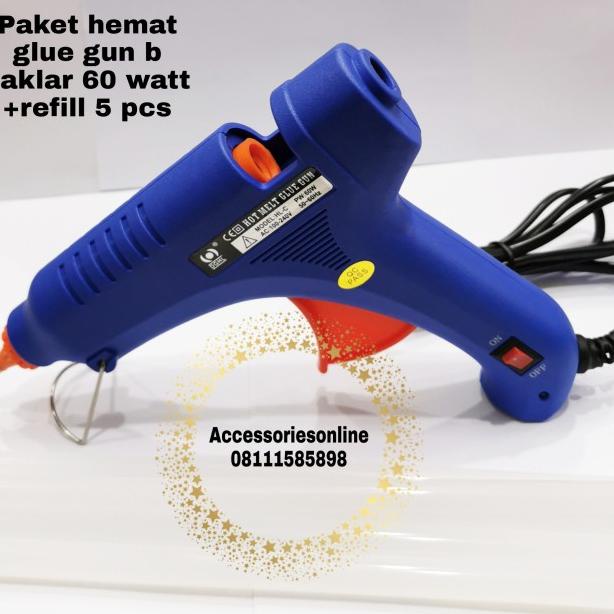 

PROMOO!!! Glue Gun Besar Saklar + Refil 5 Pcs lem tembak besar 30cm