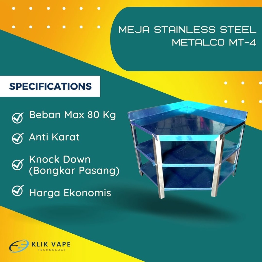 TERMURAH Meja Stainless Steel Metalco MT-4 BISA GOSEND DAN GRAB INSTANT